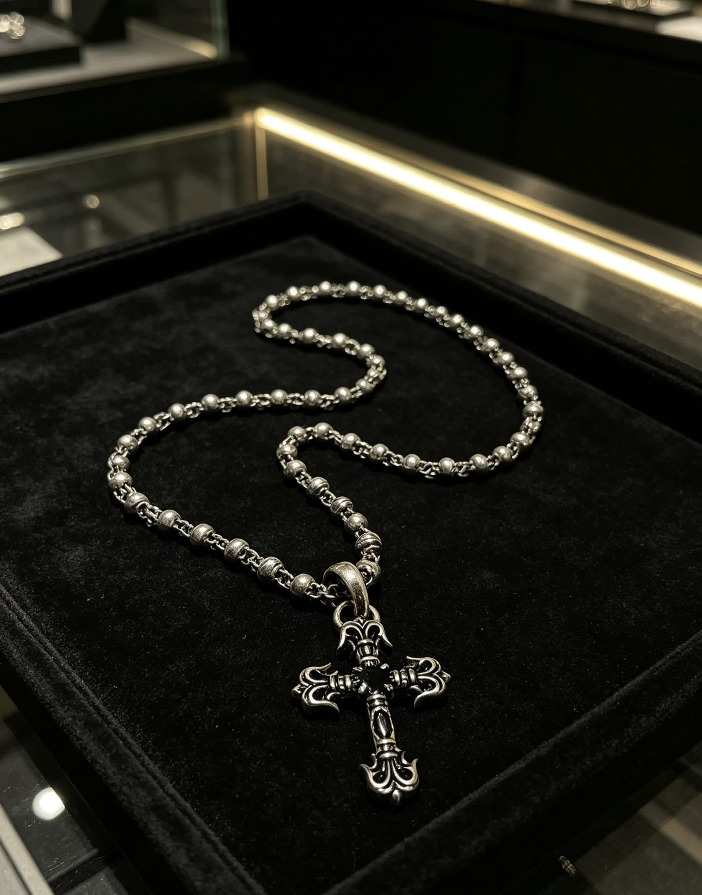 Chrome Hearts Silver Cross Pendant Necklace